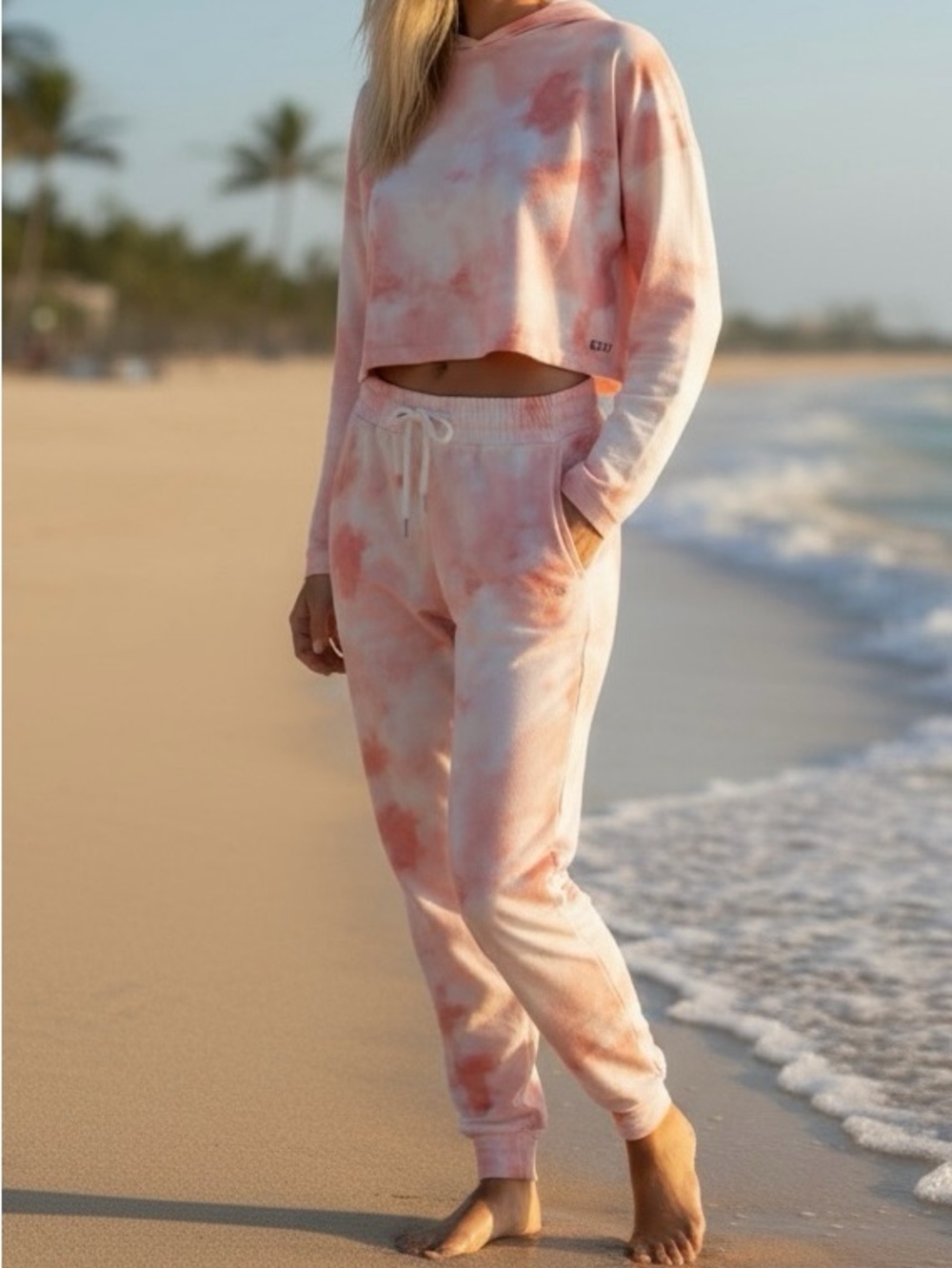 ROXY Peach Tie Dye Hoodie Jogger Set NWT Buttery Soft - Size M